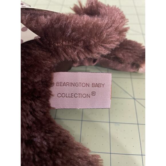 Bearington Baby Plush Monkey Lovey Rattle Stuffed Toy Brown Tan Green Bow 9" - Picture 7 of 8